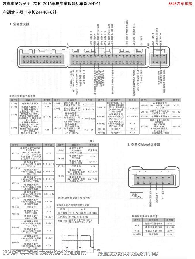 2010-2016丰田凯美瑞混动-空调放大器电脑板24 40 8针 